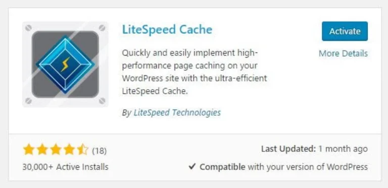 Microhost WordPress LSCache Install Activate